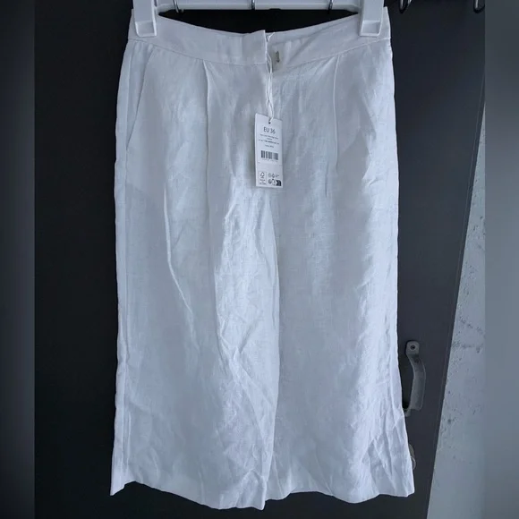 N A-K D White Linen High-Waist Culottes size 6 Wide Leg Summer Chic NWT - Picture 9 of 16